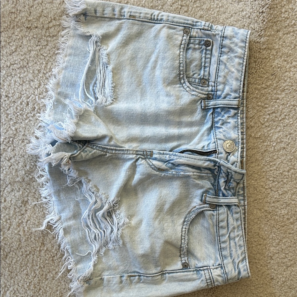 American Eagle Outfitters Light Blue Distressed Denim Shorts